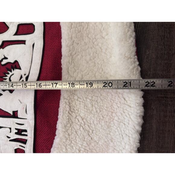 Nativity Scene Christmas Tree Skirt Jesus 48" Felt Red White Fur Holiday - Picture 6 of 9